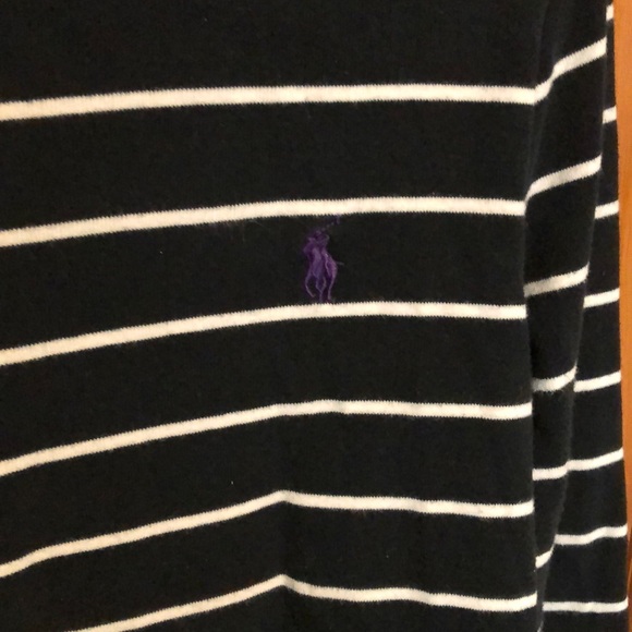 RALPH LAUREN POLO Black White Striped Long Sleeve L - Picture 3 of 8